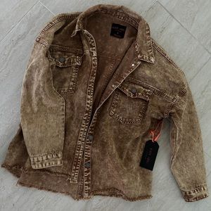 Tan jean-jacket